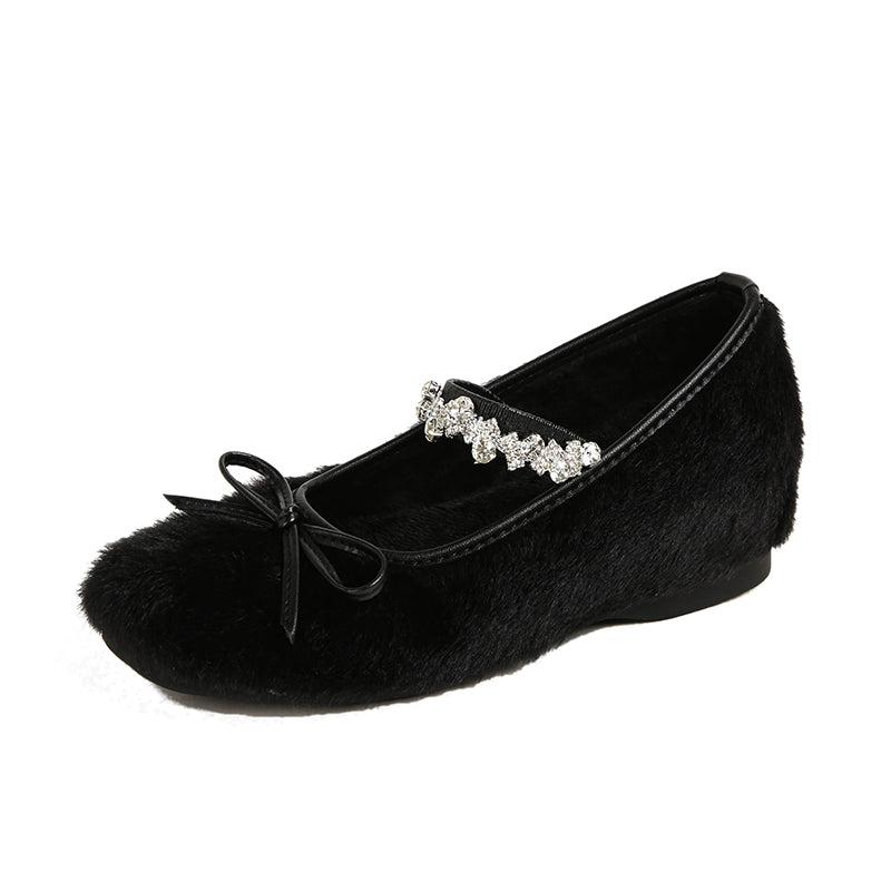 Stella - Rhinestone Strap Winter Flats