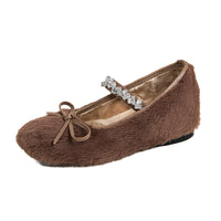 Stella - Rhinestone Strap Winter Flats