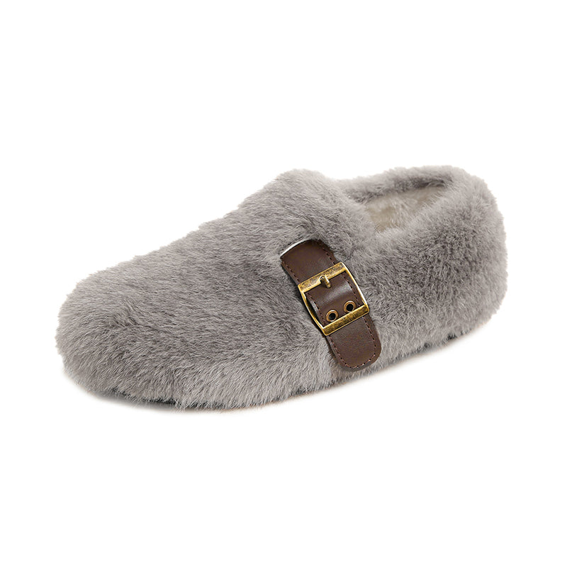Valeria - Faux Fur Strap Shoes