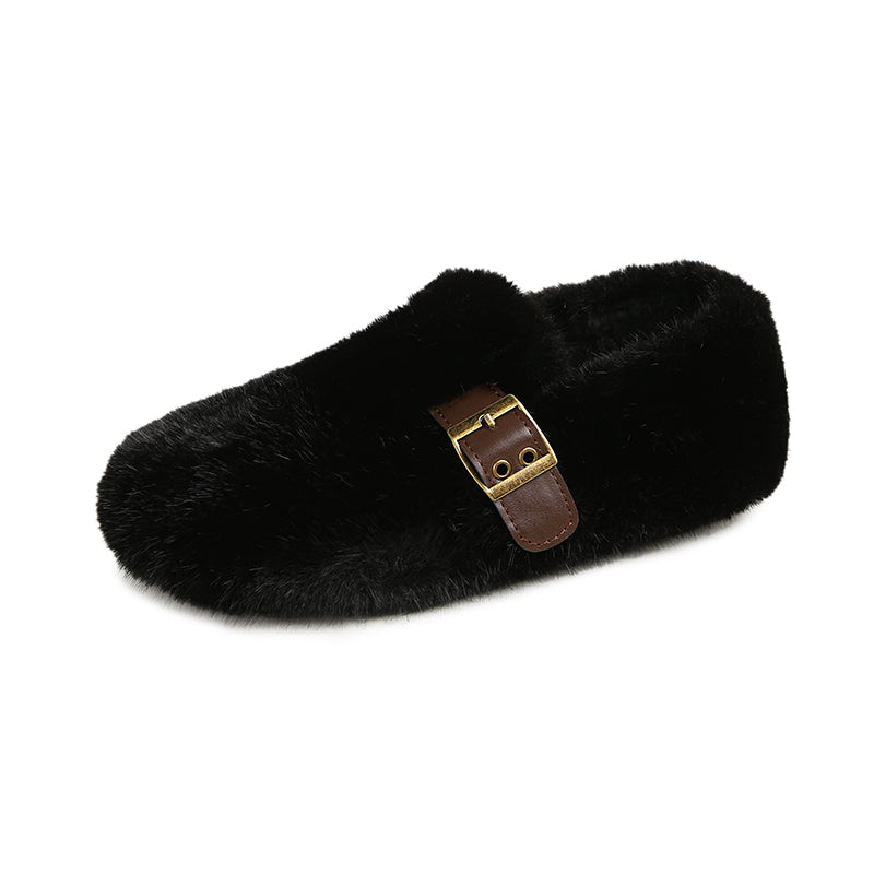 Valeria - Faux Fur Strap Shoes