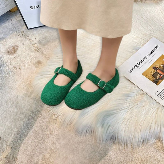 Francesca- Luxe Lambswool Mary Jane Flats