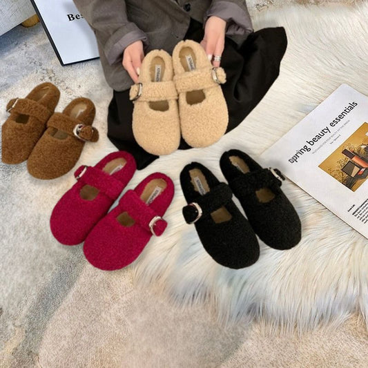Josephine- Warm Lambswool Mary Jane Flats