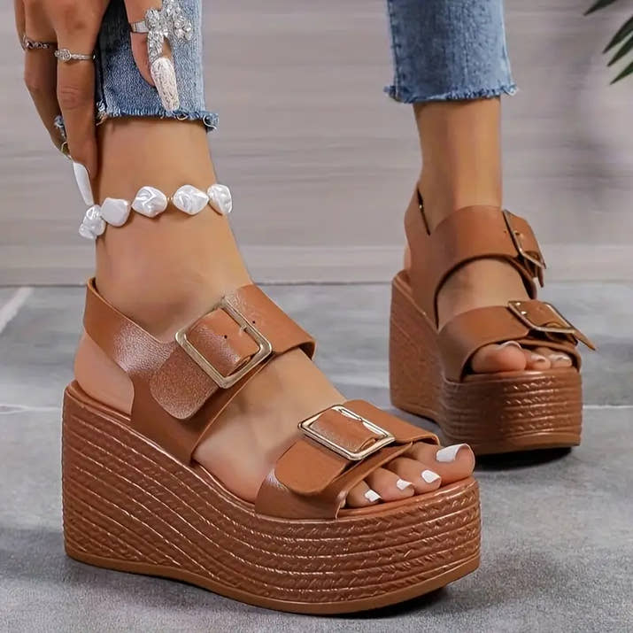 Rose- Roma Wedge Platform Sandals