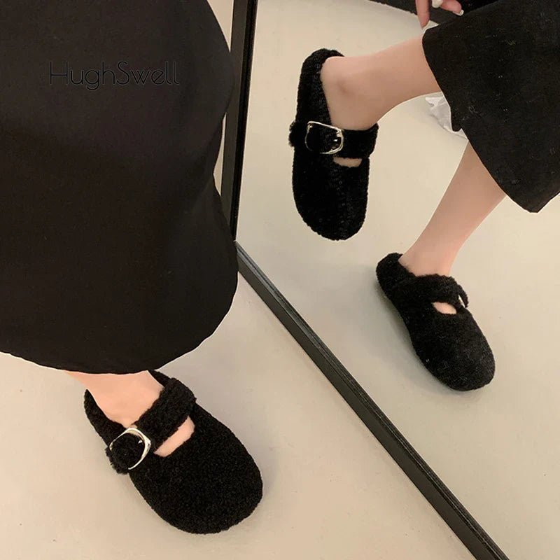 Josephine- Warm Lambswool Mary Jane Flats