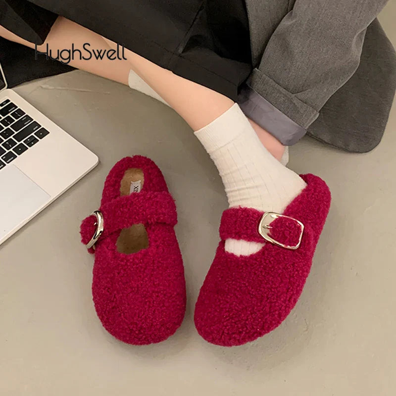 Josephine- Warm Lambswool Mary Jane Flats
