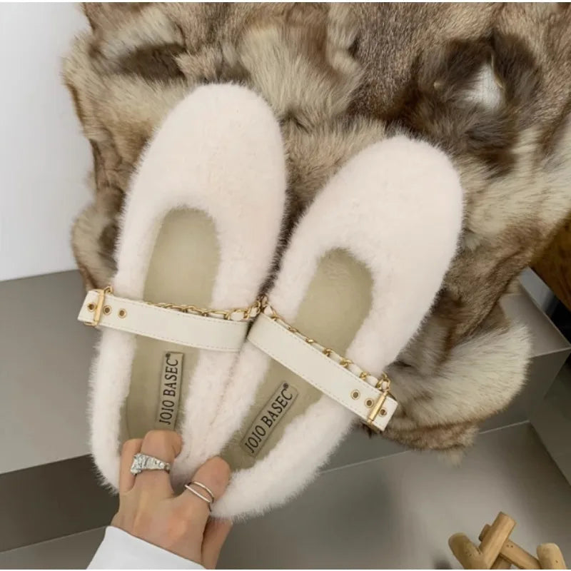 Iris- Chic Mary Jane Fur Flats
