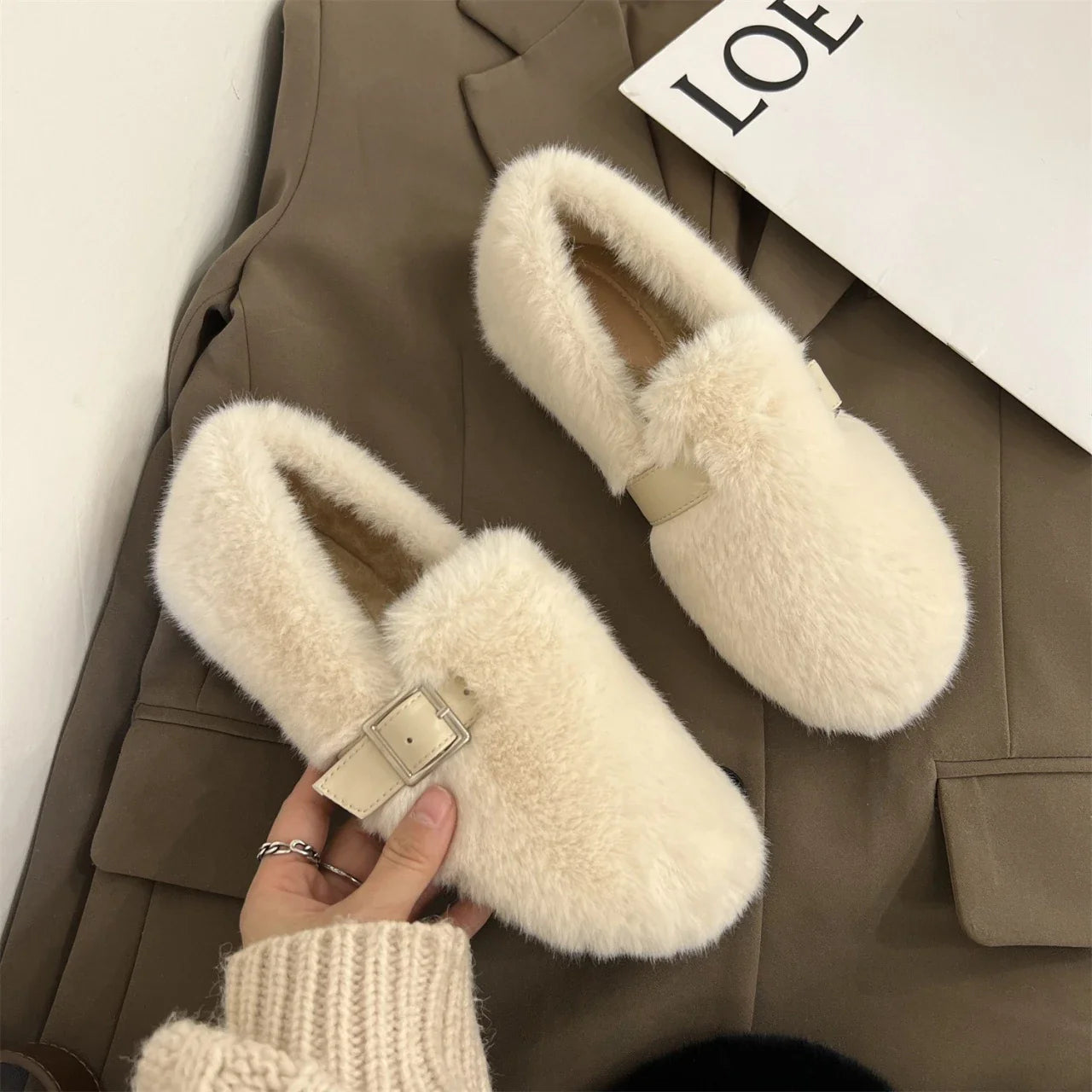 Valentina- CozyWinter Fur Slip-On Moccasins