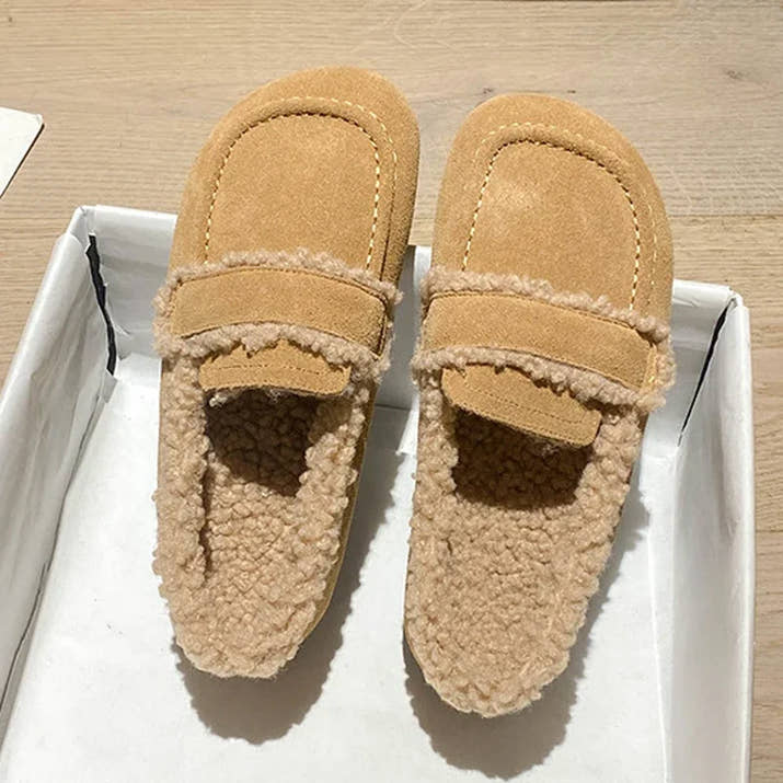 Serena- Cozy Winter Leather Furry Loafers
