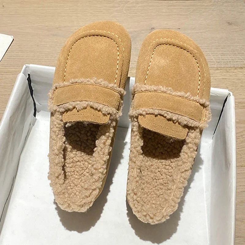 Serena- Cozy Winter Leather Furry Loafers