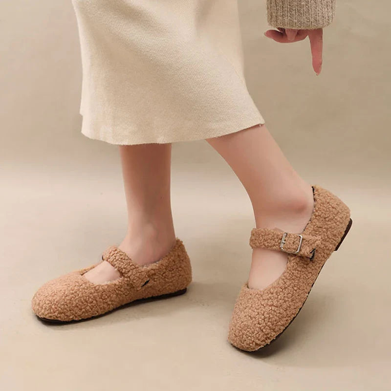 Francesca- Luxe Lambswool Mary Jane Flats