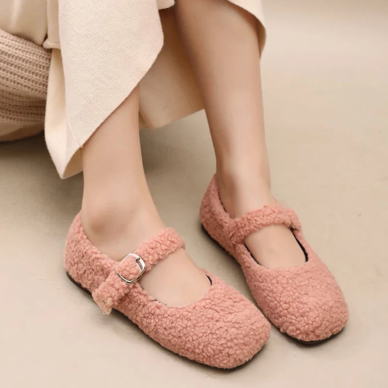Francesca- Luxe Lambswool Mary Jane Flats