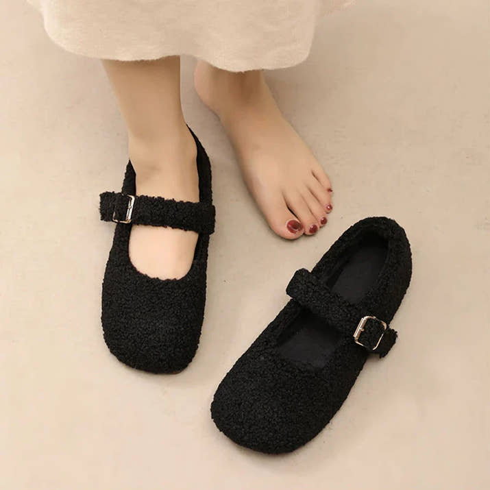Francesca- Luxe Lambswool Mary Jane Flats