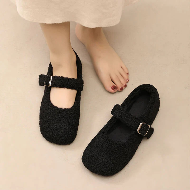 Francesca- Luxe Lambswool Mary Jane Flats
