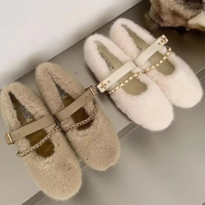 Iris- Chic Mary Jane Fur Flats