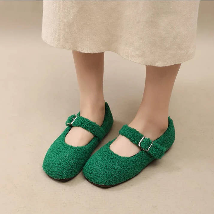 Francesca- Luxe Lambswool Mary Jane Flats