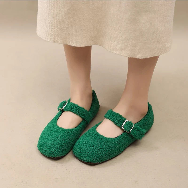 Francesca- Luxe Lambswool Mary Jane Flats