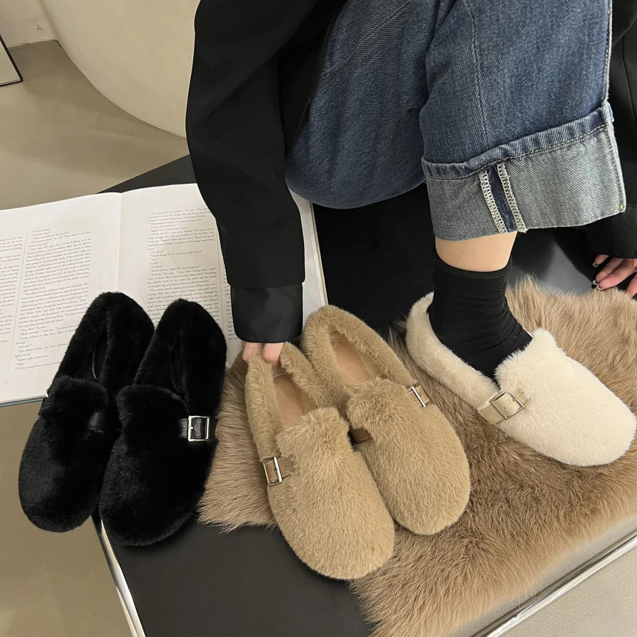 Valentina- CozyWinter Fur Slip-On Moccasins