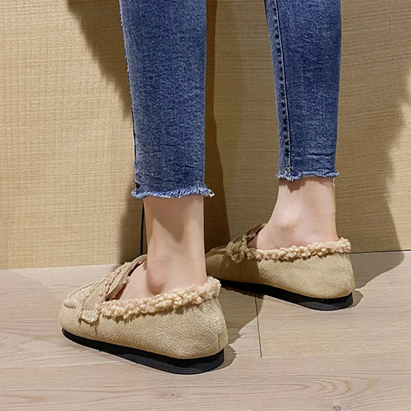 Serena- Cozy Winter Leather Furry Loafers