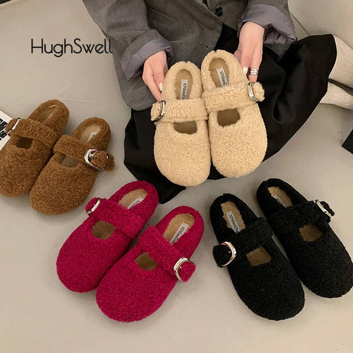 Josephine- Warm Lambswool Mary Jane Flats