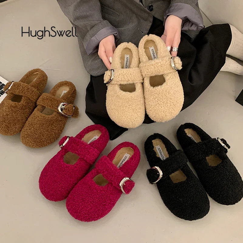 Josephine- Warm Lambswool Mary Jane Flats