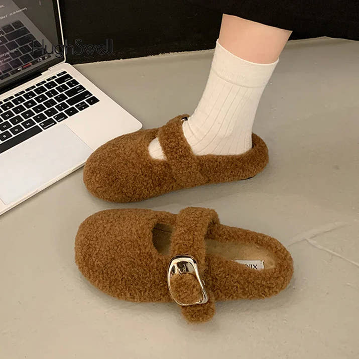 Josephine- Warm Lambswool Mary Jane Flats