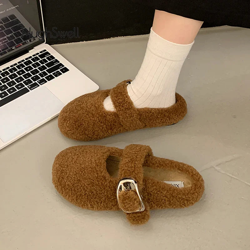 Josephine- Warm Lambswool Mary Jane Flats