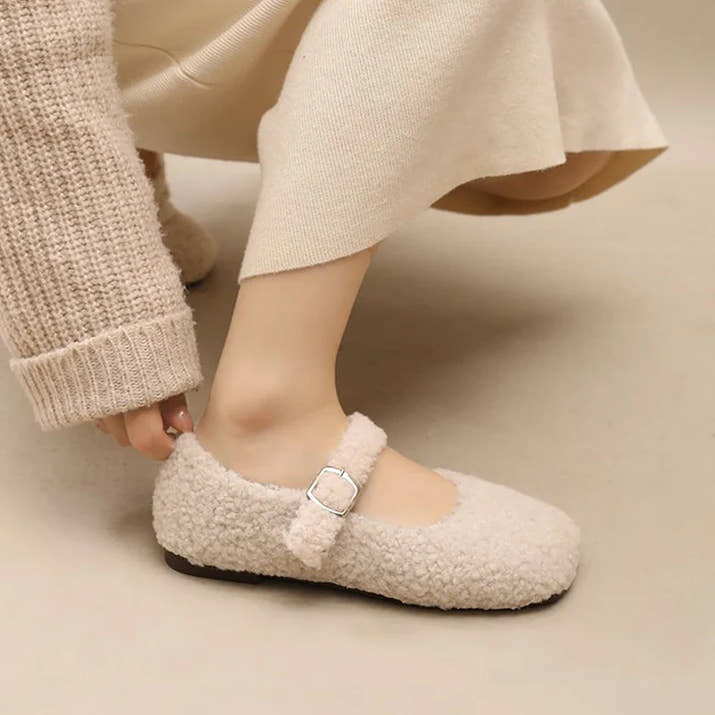 Francesca- Luxe Lambswool Mary Jane Flats