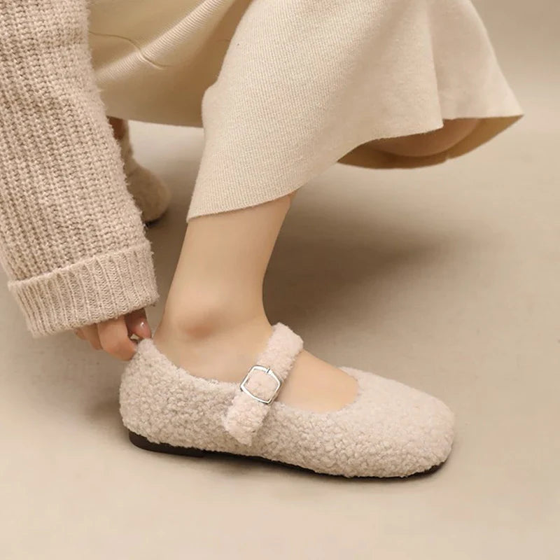 Francesca- Luxe Lambswool Mary Jane Flats