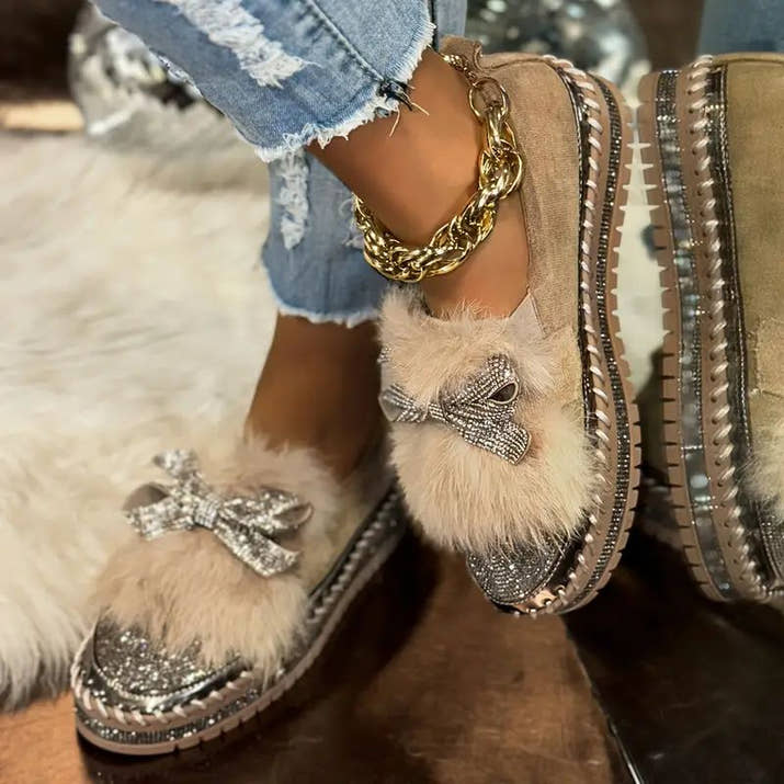 Margot- Crystal Bow Comfort Loafers
