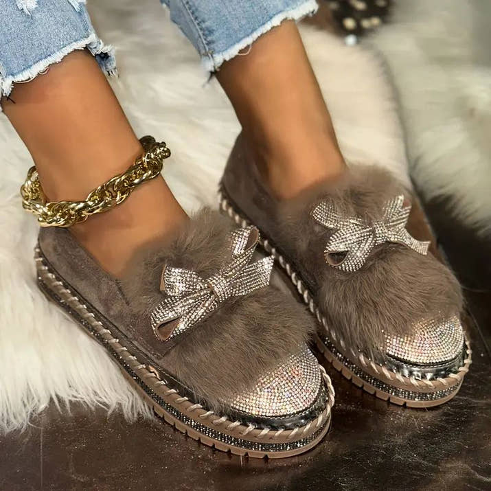 Margot- Crystal Bow Comfort Loafers