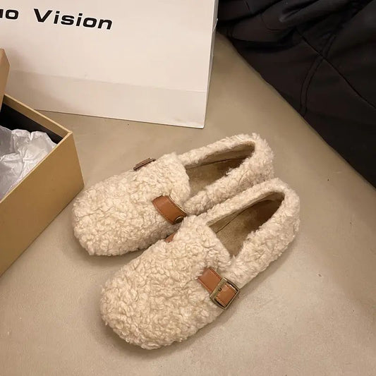 Stella- Shearling Buckle Loafers